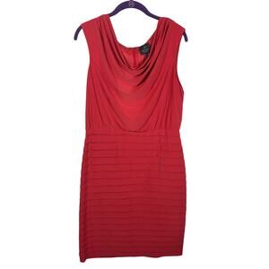 Adrianna Papell Red Sleeveless Dress Ruched Sheath Cocktail Party Size 12